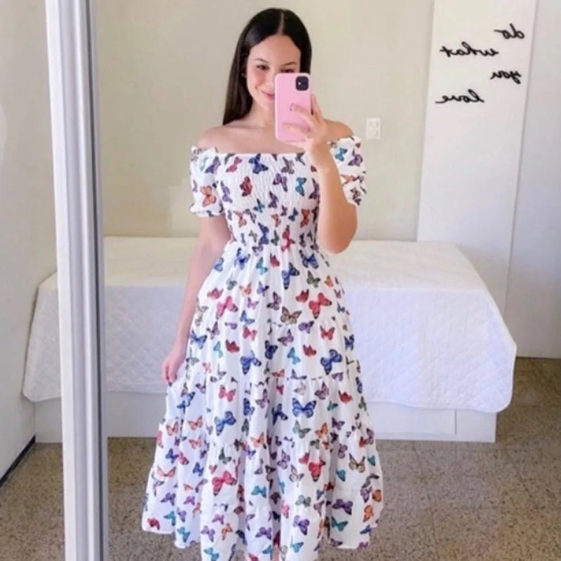 Vestido com Estampa Manga Curta Quelen - Vennanci