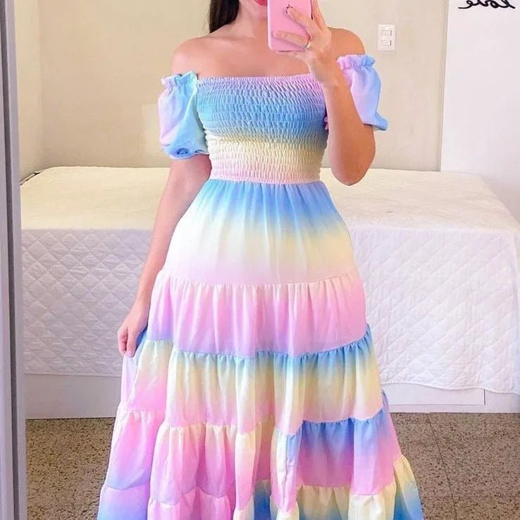 Vestido com Estampa Manga Curta Quelen - Vennanci