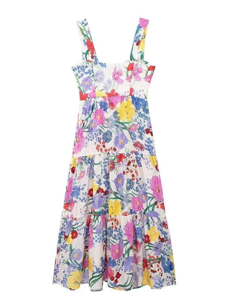 Vestido Feminino Sem Mangas com Estampa Florida - Vennanci