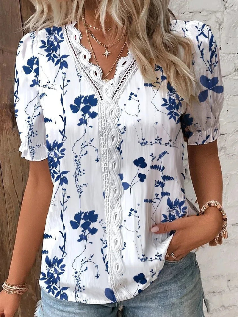 Blusa Feminina Floral Manga Curta - Vennanci