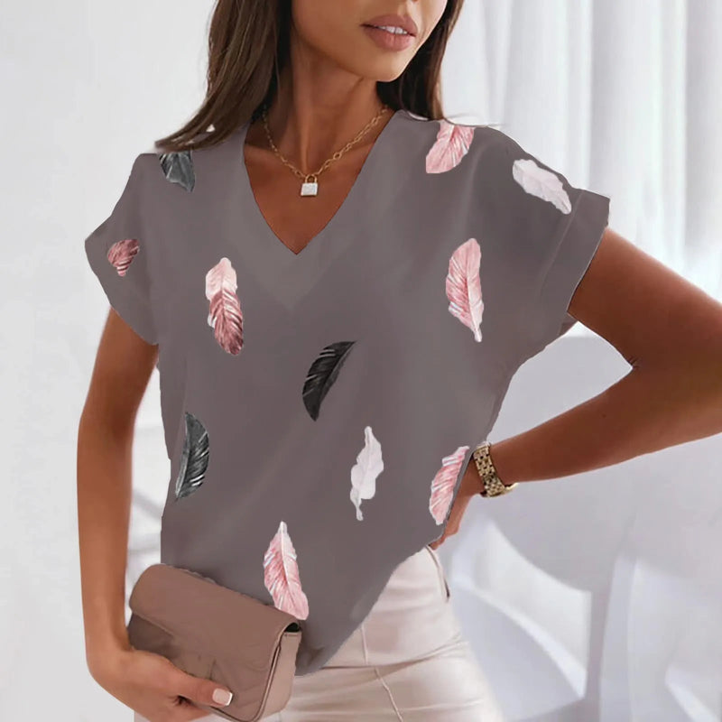 Blusa Feminina Manga Curta Estampada - Vennanci