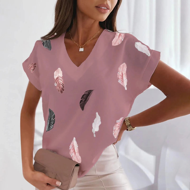 Blusa Feminina Manga Curta Estampada - Vennanci