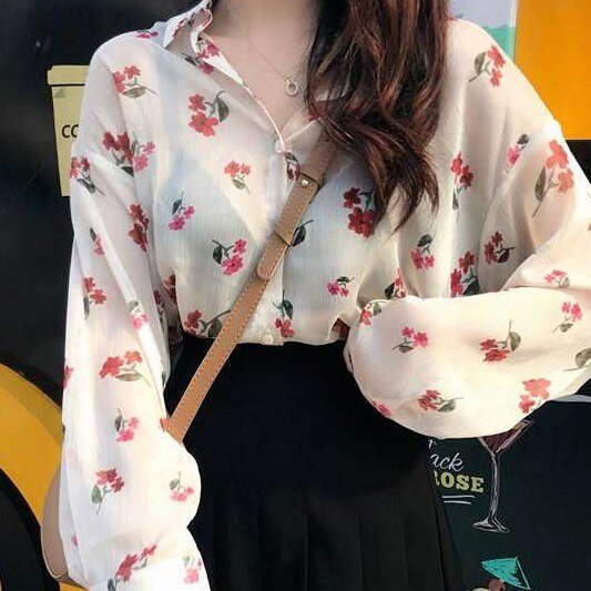 Camisa Feminina Manga Longa Floral - Vennanci