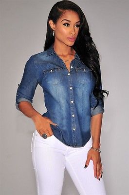 Camisa Jeans Feminina Social - Vennanci